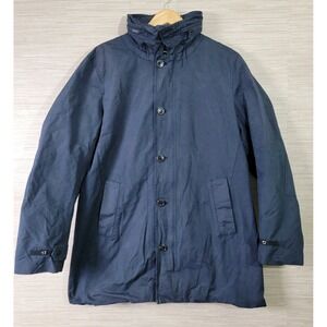 Armani Exchange A|X Men's Blue Hooded Jacket Button Front Coat Size XL